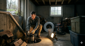 sump pump being installed